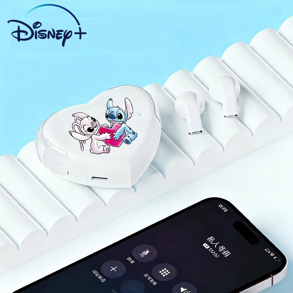 🎧💙 Disney Rotatable Heart-Shaped Headset – Stitch Wireless Bluetooth 5.3 Earbuds FAIRY KIDS
