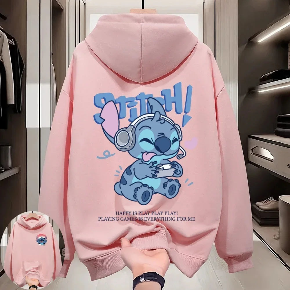 🎮💙 Stitch Style Hoodie – Parent & Child Matching Fun Printed Streetwear Sweatshirt FAIRY KIDS