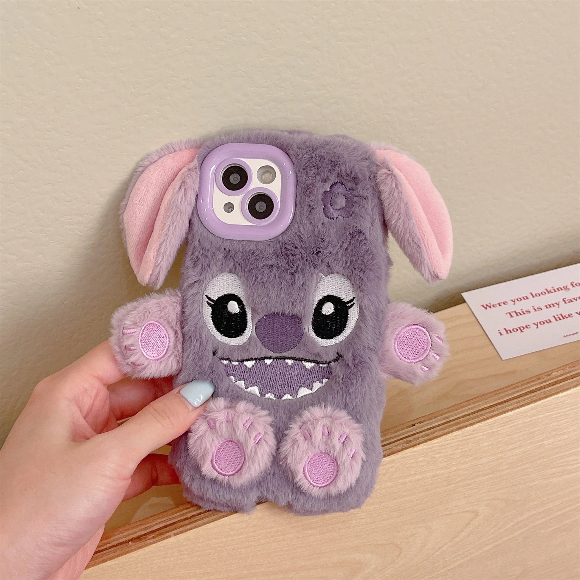 📱💙 Cute 3D Cartoon Stitch Plush Embroidered Phone Case for iPhoneFashion protective cover. FAIRY KIDS