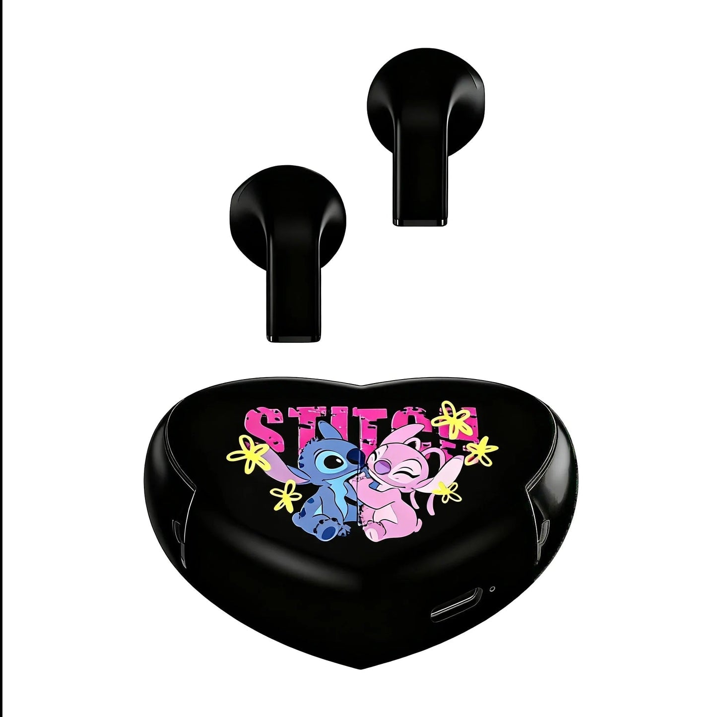 🎧💙 Disney Rotatable Heart-Shaped Headset – Stitch Wireless Bluetooth 5.3 Earbuds FAIRY KIDS