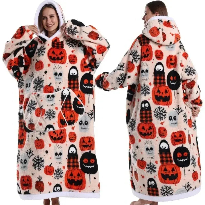 💖Warm Winter Hoodie Blanket | Couple Style Christmas Theme | Long Thermal Sleepwear for Men & Women | Cozy Home Comfort Fairy.kid