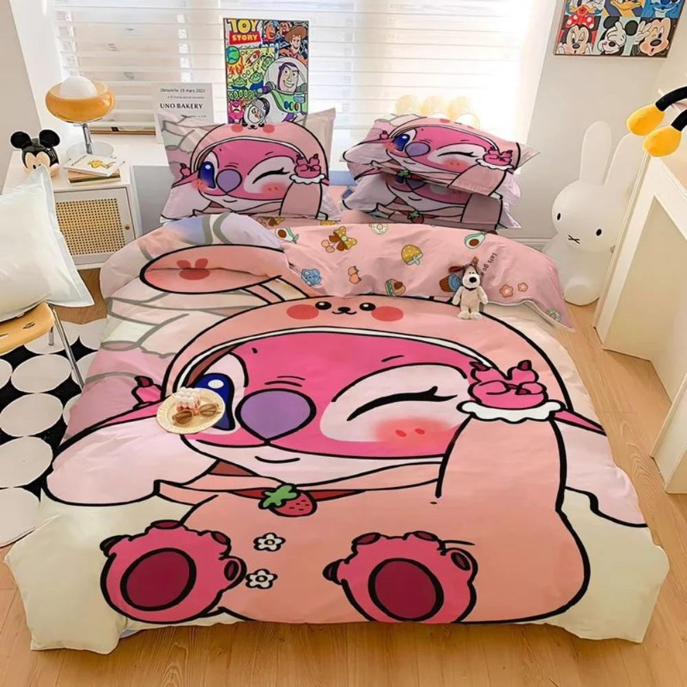 🛏️💙 Stitch Bedding Set – Cartoon Duvet Cover & Pillowcase Set for Kids & Adults Bedroom Decor FAIRY KIDS