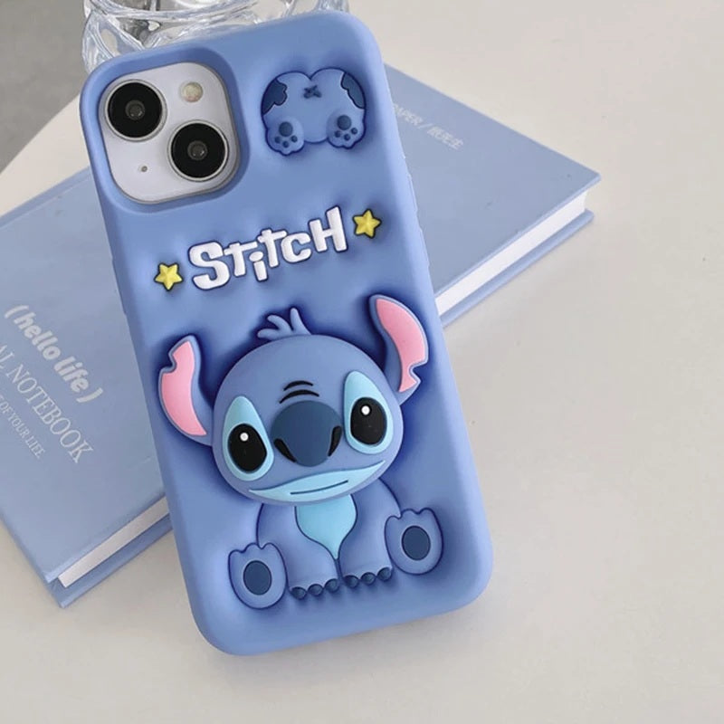 📱💙 Stitch Silicone Phone Case with Grip Holder – Cute Cartoon Shockproof Cover FAIRY KIDS