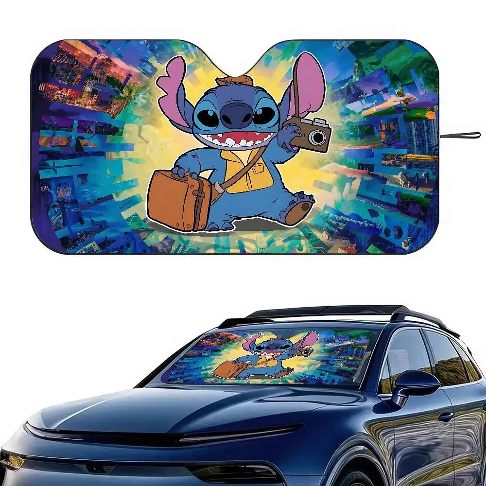☀️🚗 Stitch Cute Windshield Sunshade – Anime Car Front Windshield 70x130cm Sun Visor Heat Reflector FAIRY KIDS