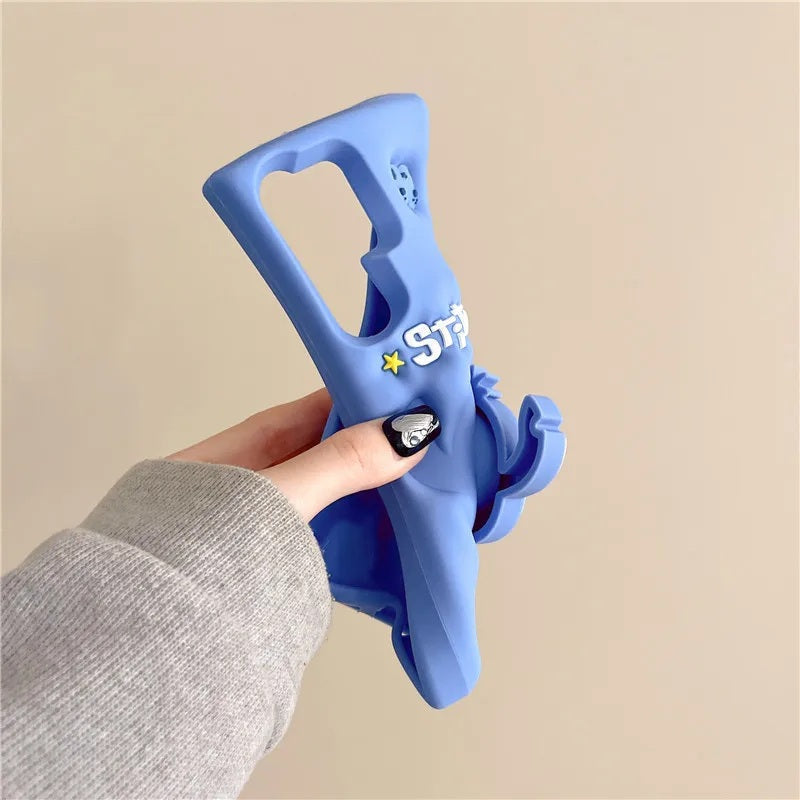 📱💙 Stitch Silicone Phone Case with Grip Holder – Cute Cartoon Shockproof Cover for samsung FAIRY KIDS