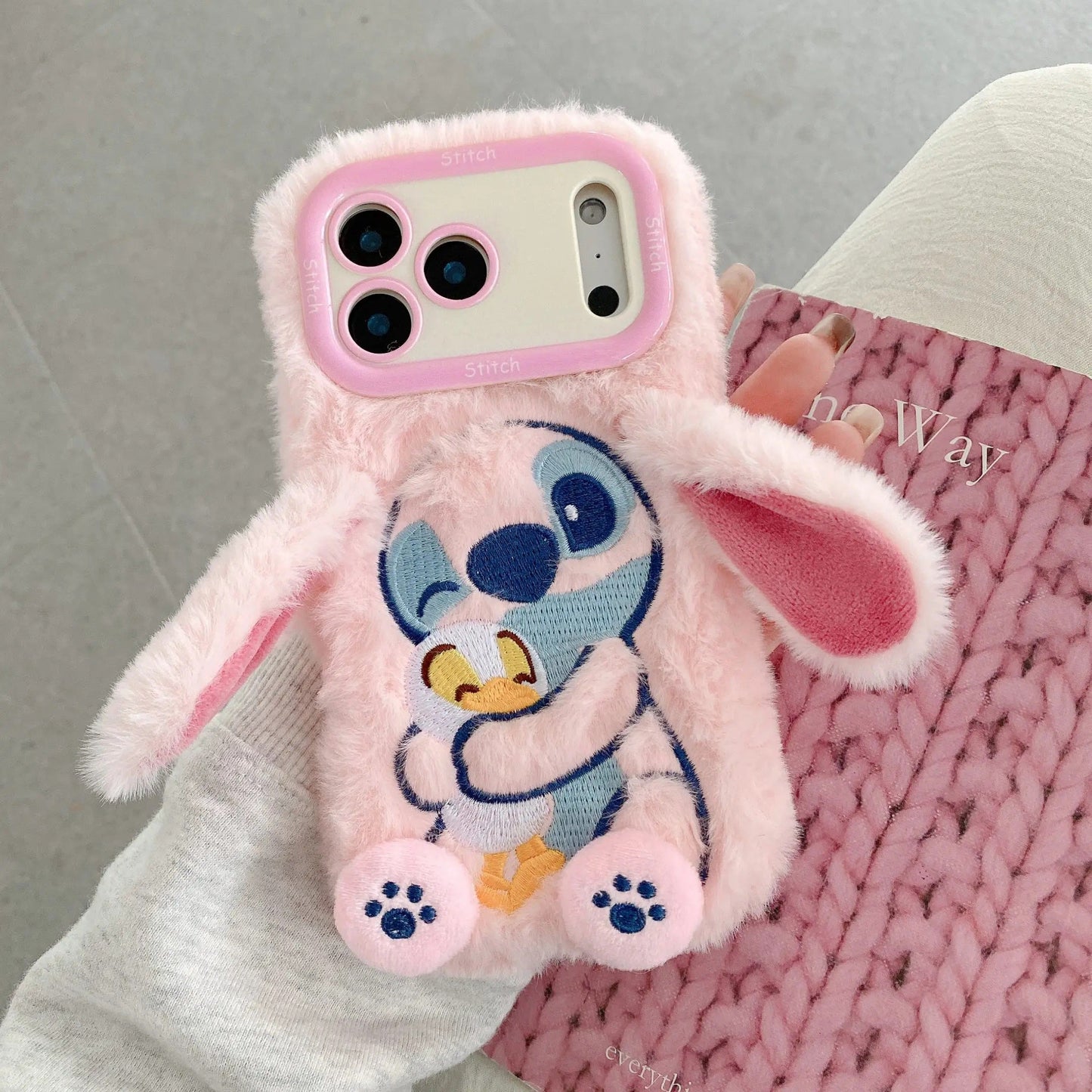 📱💙 Cute 3D Cartoon Stitch Plush Embroidered Phone Case for iPhoneFashion protective cover. FAIRY KIDS