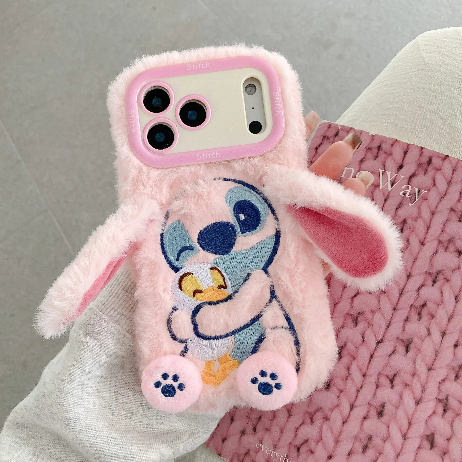 📱💙 Cute 3D Cartoon Stitch Plush Embroidered Phone Case for iPhoneFashion protective cover. FAIRY KIDS