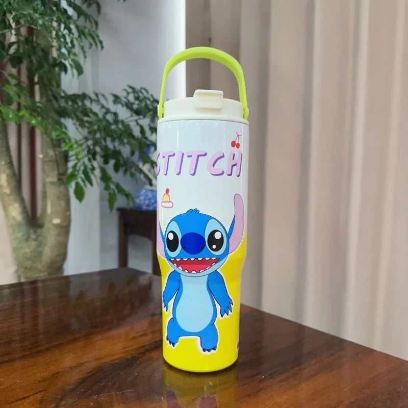 🥤30oz Stainless Steel Car Handle Cup – Stitch  Cartoon Tumbler Gift