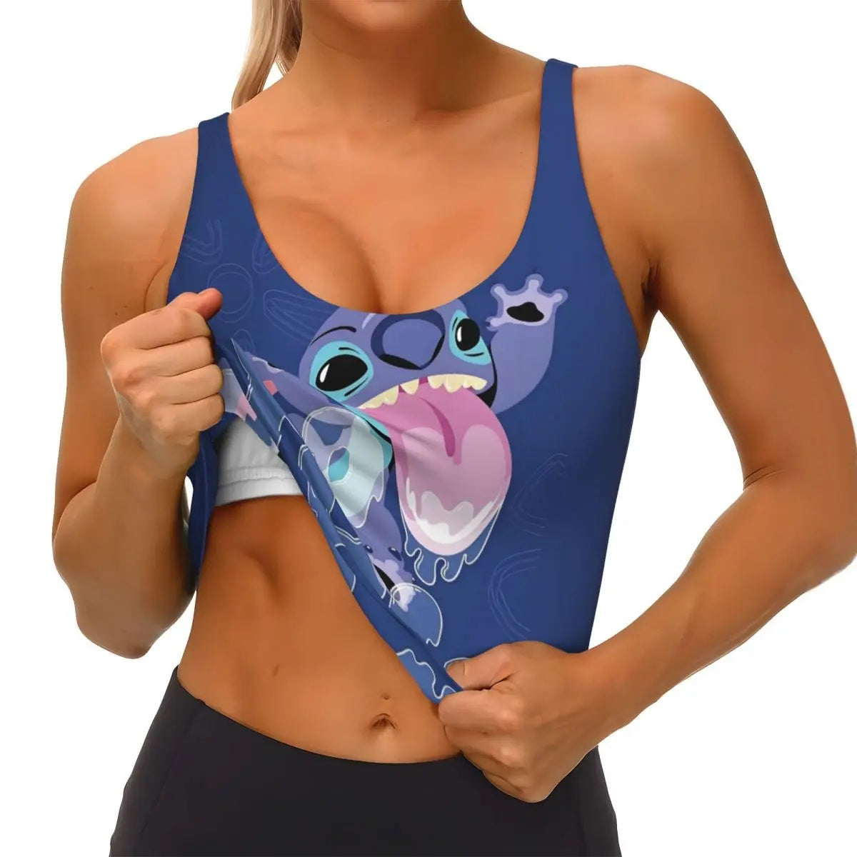 🏋️‍♀️💙Custom Stitch Animes Funny Sports Bra Women Manga High Impact Workout Yoga Crop Top FAIRY KIDS