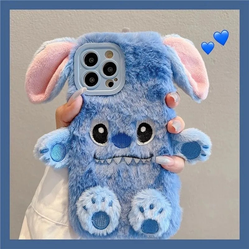 📱💙 Cute 3D Cartoon Stitch Plush Embroidered Phone Case for iPhoneFashion protective cover. FAIRY KIDS