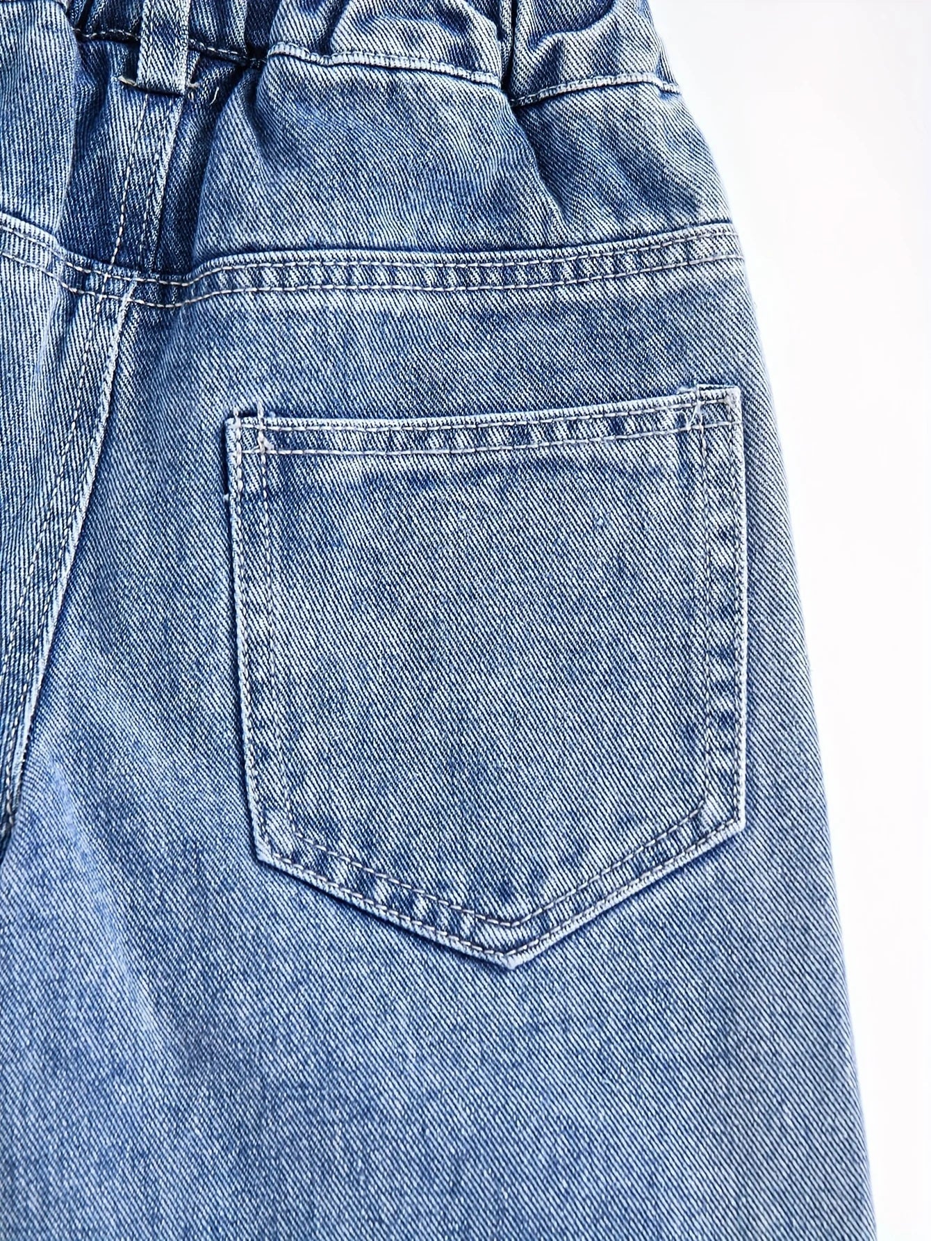 👖💙 Stitch Girls Straight Leg Jeans – Cute Cartoon Pattern Elastic Waist Casual Denim Pants FAIRY KIDS