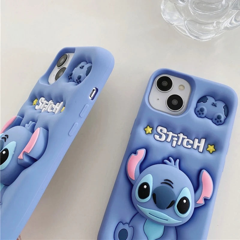 📱💙 Stitch Silicone Phone Case with Grip Holder – Cute Cartoon Shockproof Cover FAIRY KIDS