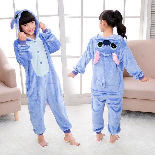 🎄😴 Children One-Piece Winter Pajamas – Disney Lilo Stitch Cartoon FAIRY KIDS