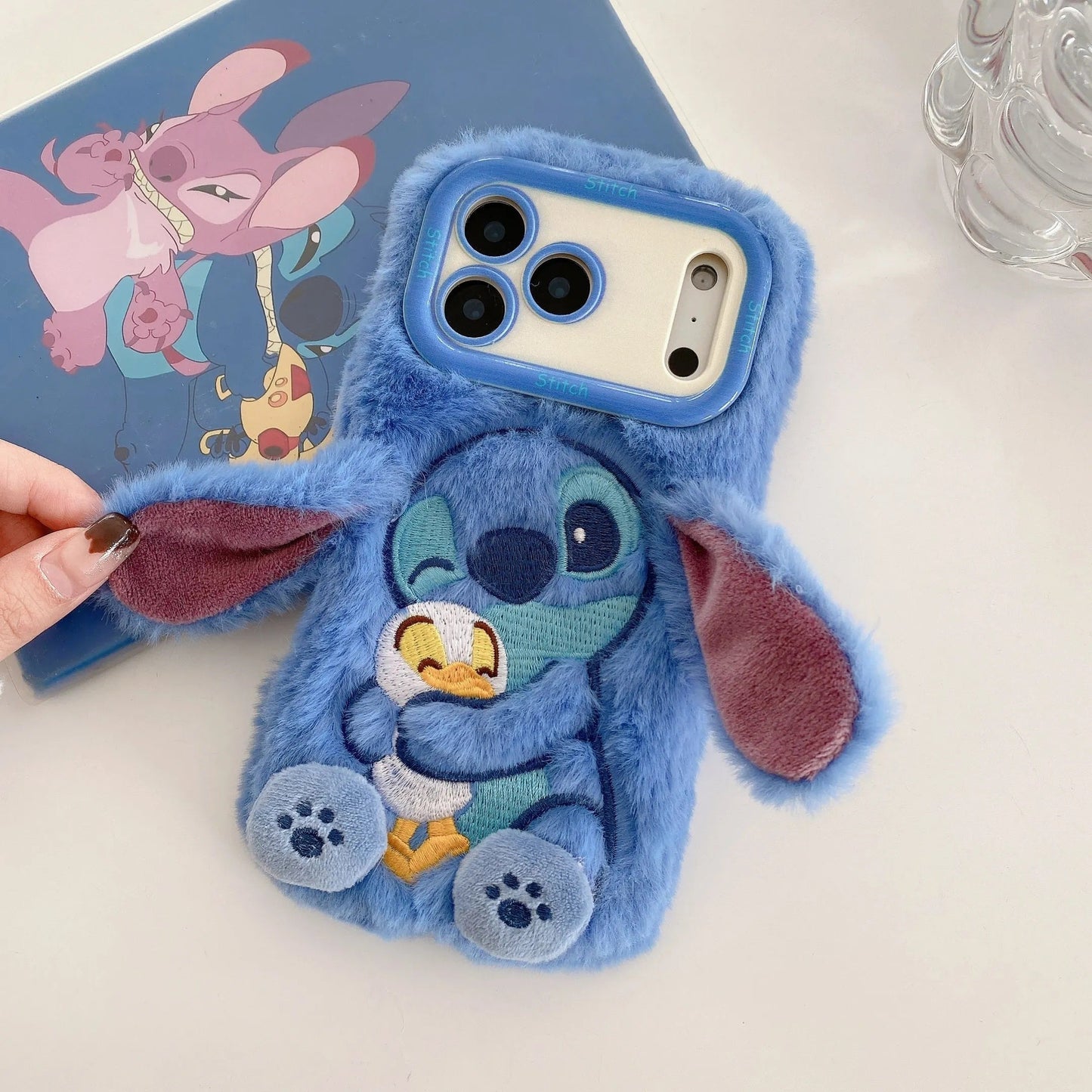📱💙 Cute 3D Cartoon Stitch Plush Embroidered Phone Case for iPhoneFashion protective cover. FAIRY KIDS
