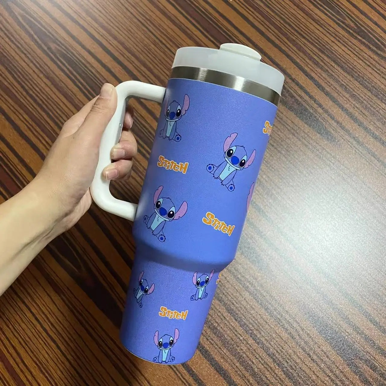 Stitch & Angel 40oz Stainless Steel Tumbler | Cute Cartoon Thermal Mug with Straw & Lid | Hot & Cold Drink Cup Fairy.kid