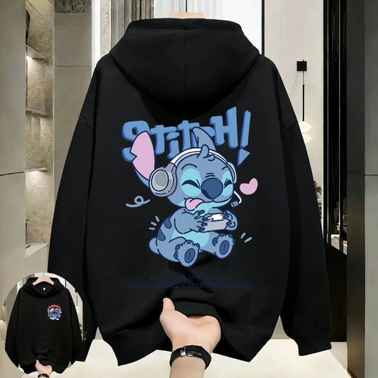 🎮💙 Stitch Style Hoodie – Parent & Child Matching Fun Printed Streetwear Sweatshirt FAIRY KIDS