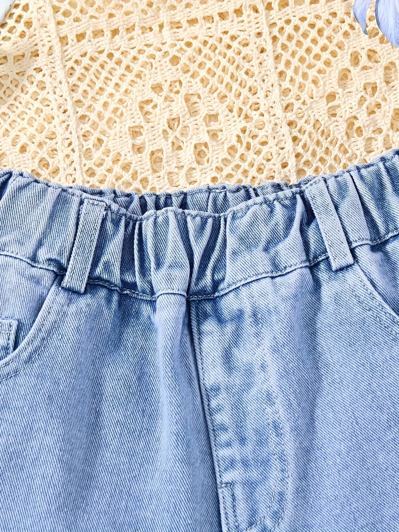 👖💙 Disney Stitch Pattern Unisex Y2K Denim Shorts – Cute Loose Casual Elastic Waist Summer Fashion FAIRY KIDS