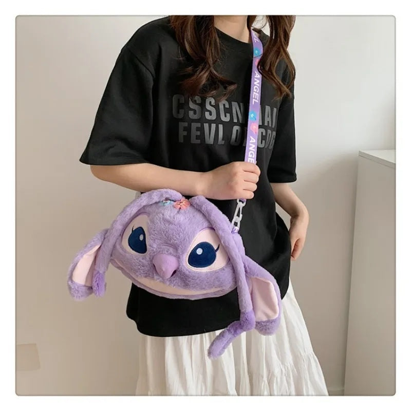 🎒💙 New Disney Stitch Plush Backpack – Cute Cartoon Shoulder Messenger Bag for Girls Parent-Child Gift FAIRY KIDS