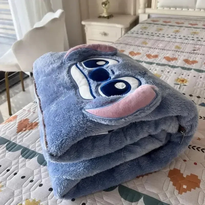 🛋️💙 Stitch 2-in-1 Pillow Blanket – Cozy Winter Throw & Cushion for Sofa, Travel & Office Nap FAIRY KIDS