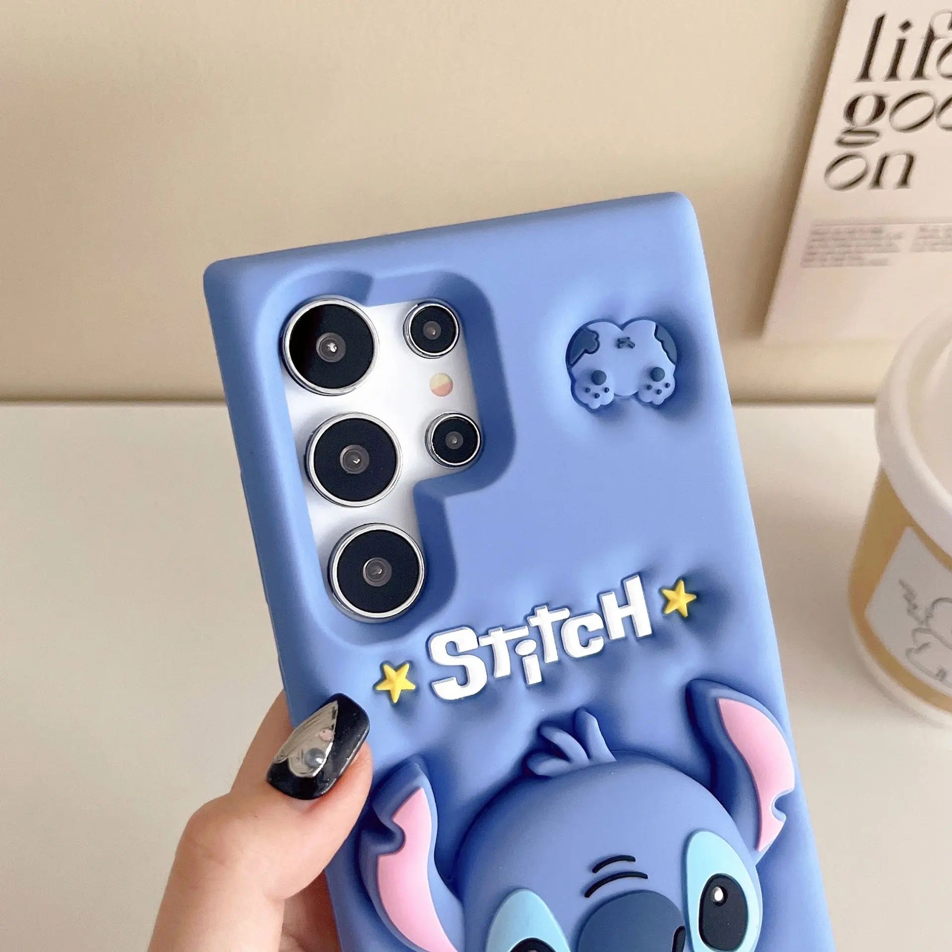 📱💙 Stitch Silicone Phone Case with Grip Holder – Cute Cartoon Shockproof Cover for samsung FAIRY KIDS