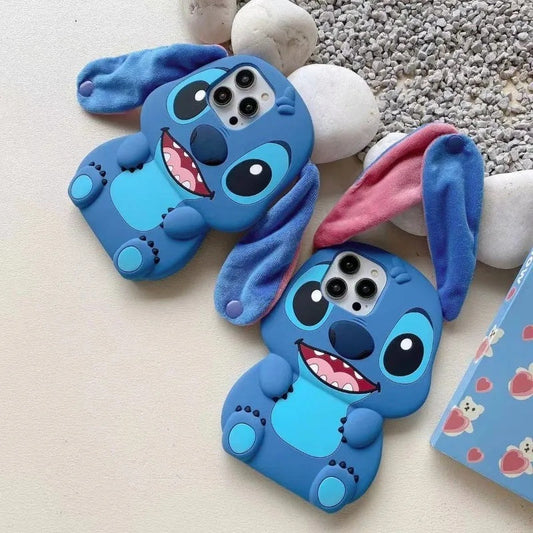 📱💙 Disney Stitch Big Ear Silicone Phone Case for Iphone and samsung – Soft Shockproof Cute Protective Cover FAIRY KIDS