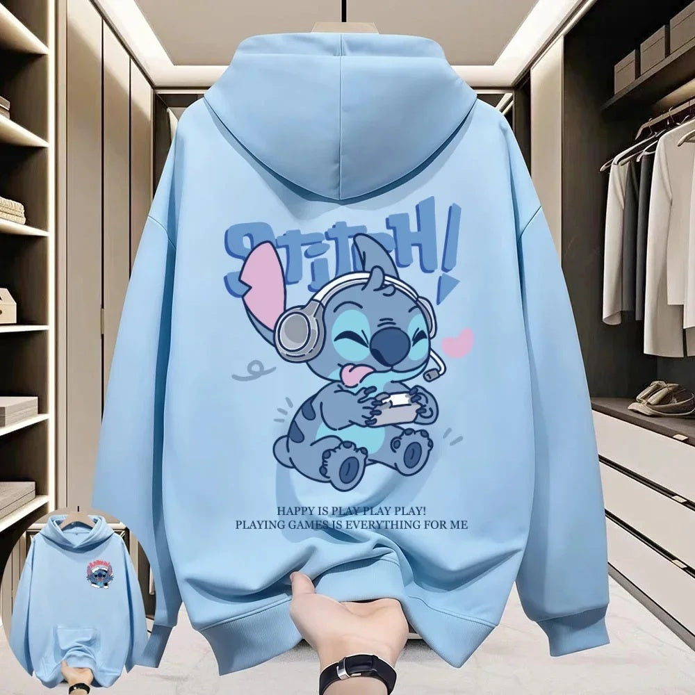 🎮💙 Stitch Style Hoodie – Parent & Child Matching Fun Printed Streetwear Sweatshirt FAIRY KIDS