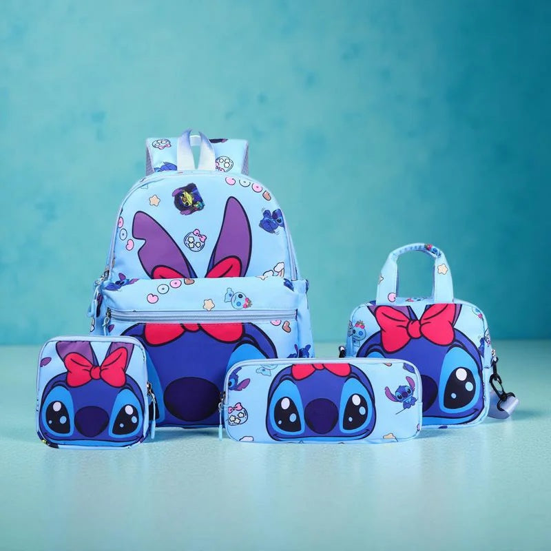 4-Piece Stitch & Angel Backpack Set | School Bag, Pencil Case, Shoulder Bag & Wallet – Cute Student Travel Gift 🎒 Fairy.kid