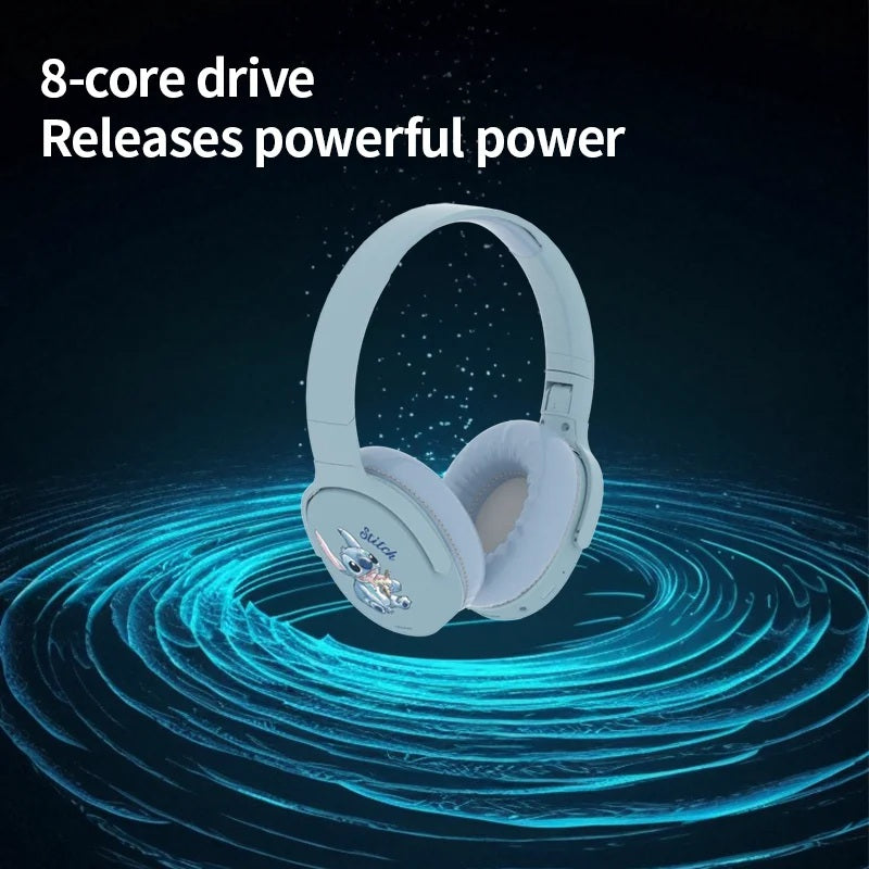 🎧💙 Disney Stitch Wireless Bluetooth Headphones – HiFi Stereo Over-Ear Gamer Music Sports Headset FAIRY KIDS