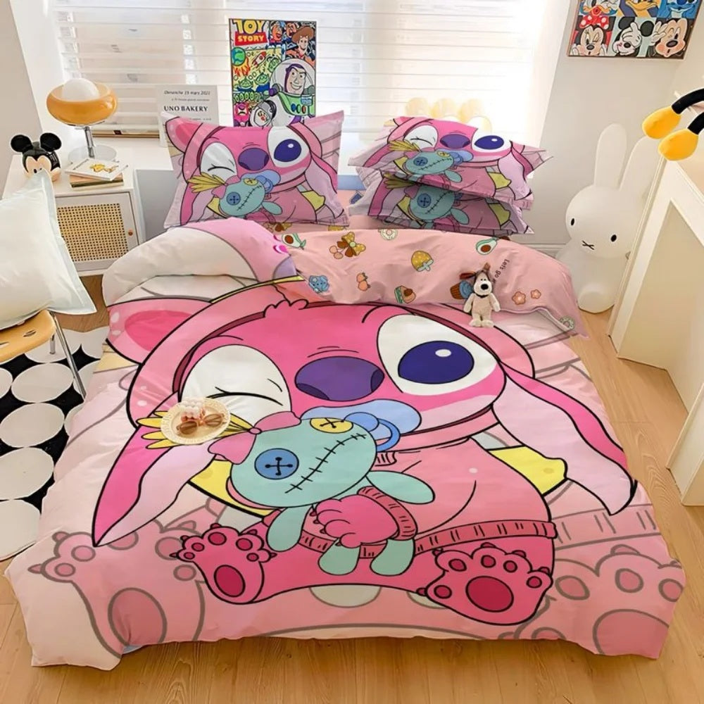 🛏️💙 Stitch Bedding Set – Cartoon Duvet Cover & Pillowcase Set for Kids & Adults Bedroom Decor FAIRY KIDS
