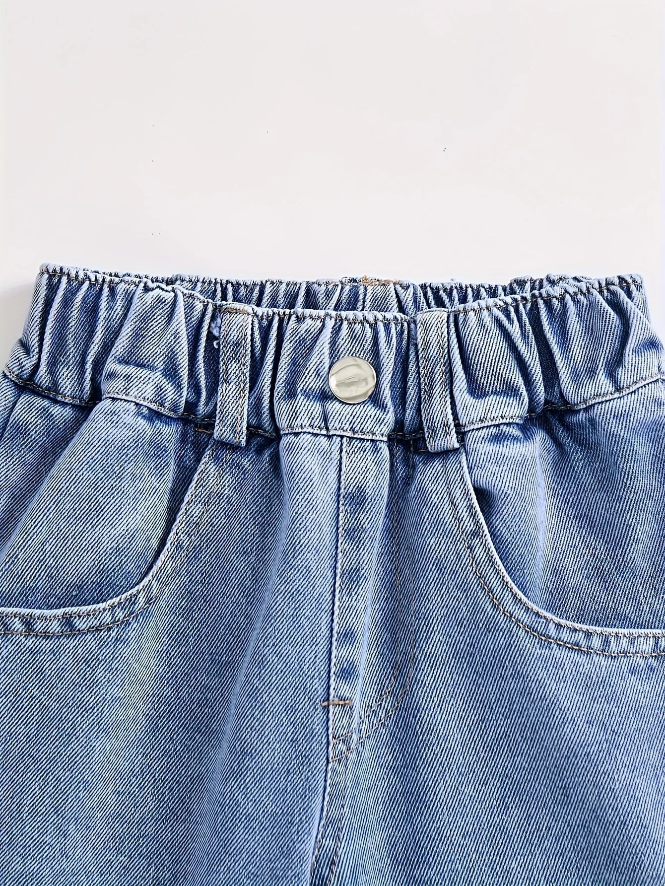 👖💙 Stitch Girls Straight Leg Jeans – Cute Cartoon Pattern Elastic Waist Casual Denim Pants FAIRY KIDS