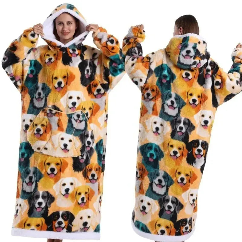 💖Warm Winter Hoodie Blanket | Couple Style Christmas Theme | Long Thermal Sleepwear for Men & Women | Cozy Home Comfort Fairy.kid