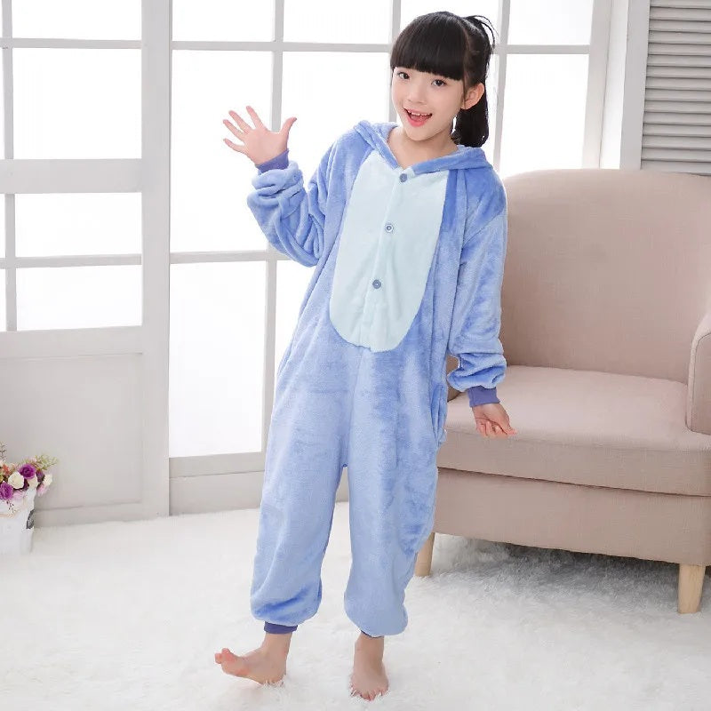 🎄😴 Children One-Piece Winter Pajamas – Disney Lilo Stitch Cartoon FAIRY KIDS