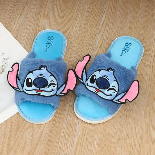 🥿💙 Stitch Women’s Plush Winter Slippers – Warm Fluffy Cozy Cartoon Indoor House Shoes FAIRY KIDS