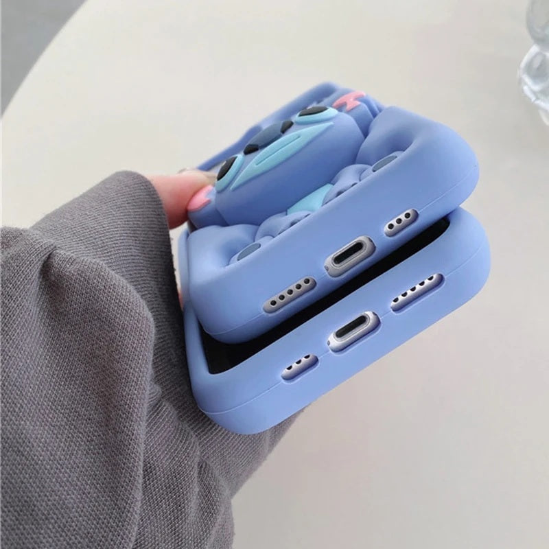 📱💙 Stitch Silicone Phone Case with Grip Holder – Cute Cartoon Shockproof Cover FAIRY KIDS
