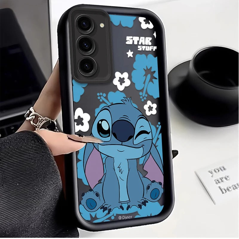 📱💙 Stitch Silicone Phone Case with Grip Holder – Cute Cartoon Shockproof Cover for samsung FAIRY KIDS