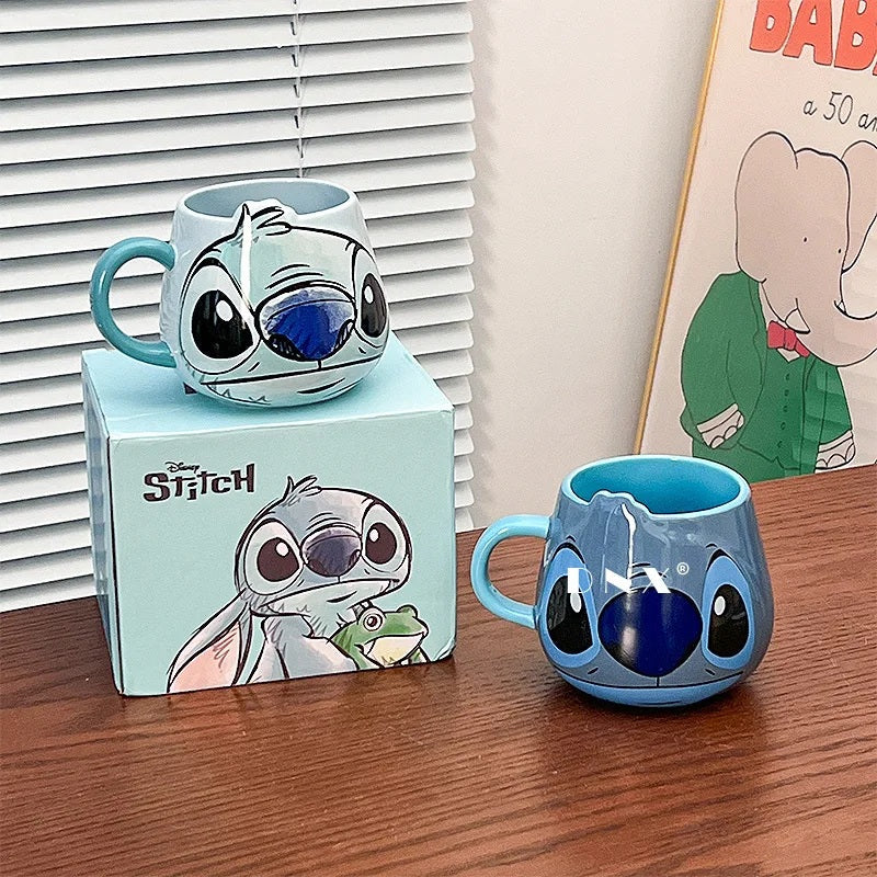 ☕💙 Stitch Ceramic Coffee Mug – Cute Cartoon Couple Milk & Coffee Cup for Home or Office Gift FAIRY KIDS