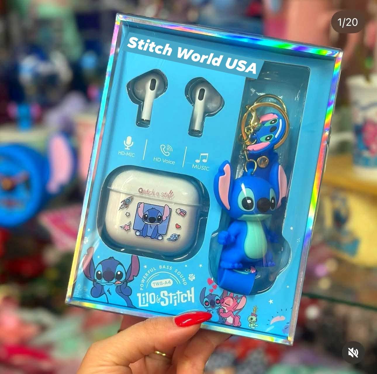 🎧💙 Disney Stitch Wireless Bluetooth Earbuds – HiFi Stereo Noise-Canceling Earphones with Charging Case