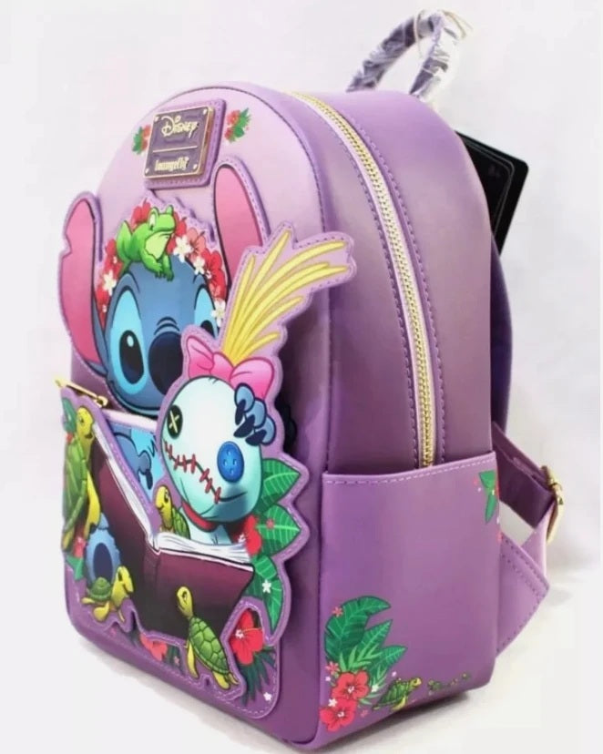 🎒📚 Lilo & Stitch Scrump Reading Mini Backpack – PU Leather Children Student Backpack | Stationery Christmas Gift FAIRY KIDS