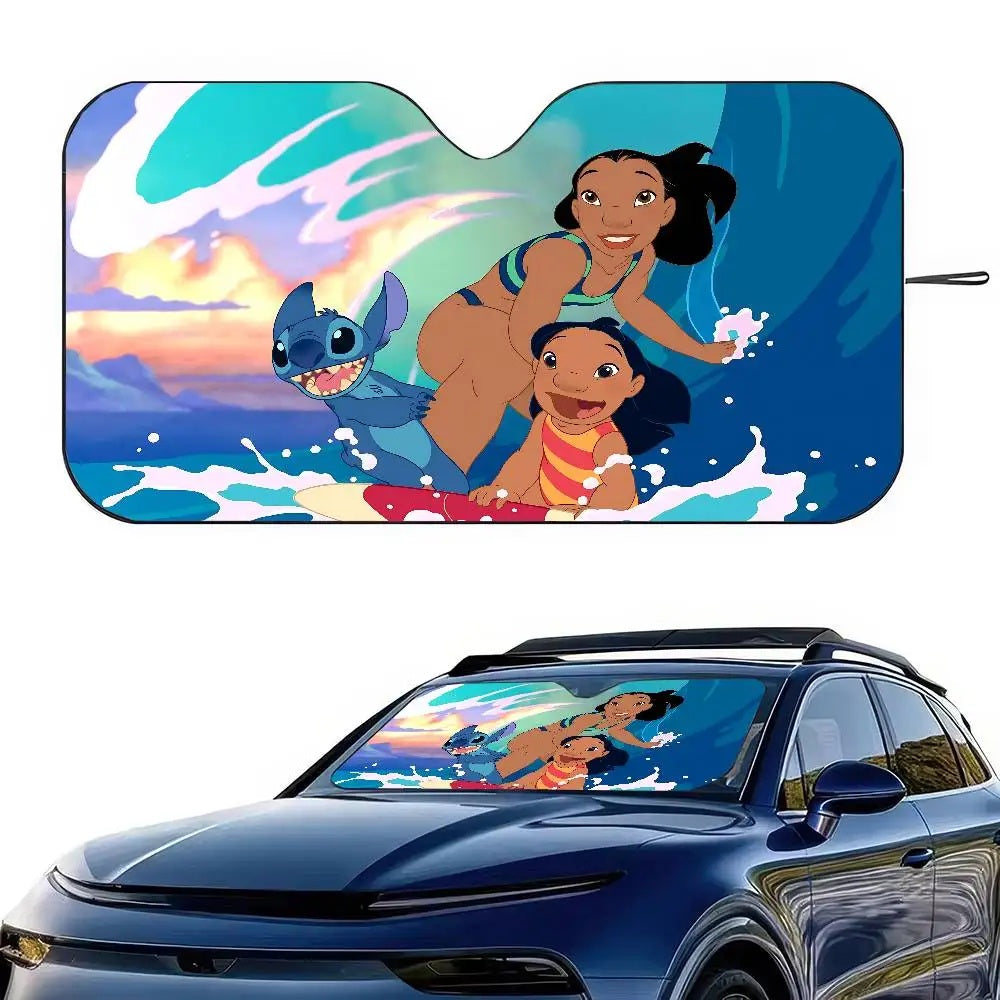 ☀️🚗 Stitch Cute Windshield Sunshade – Anime Car Front Windshield 70x130cm Sun Visor Heat Reflector FAIRY KIDS