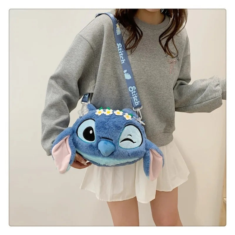 🎒💙 New Disney Stitch Plush Backpack – Cute Cartoon Shoulder Messenger Bag for Girls Parent-Child Gift FAIRY KIDS