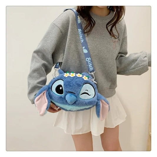 🎒💙 New Disney Stitch Plush Backpack – Cute Cartoon Shoulder Messenger Bag for Girls Parent-Child Gift FAIRY KIDS