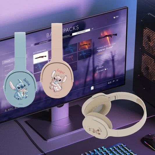 🎧💙 Disney Stitch Wireless Bluetooth Headphones – HiFi Stereo Over-Ear Gamer Music Sports Headset FAIRY KIDS