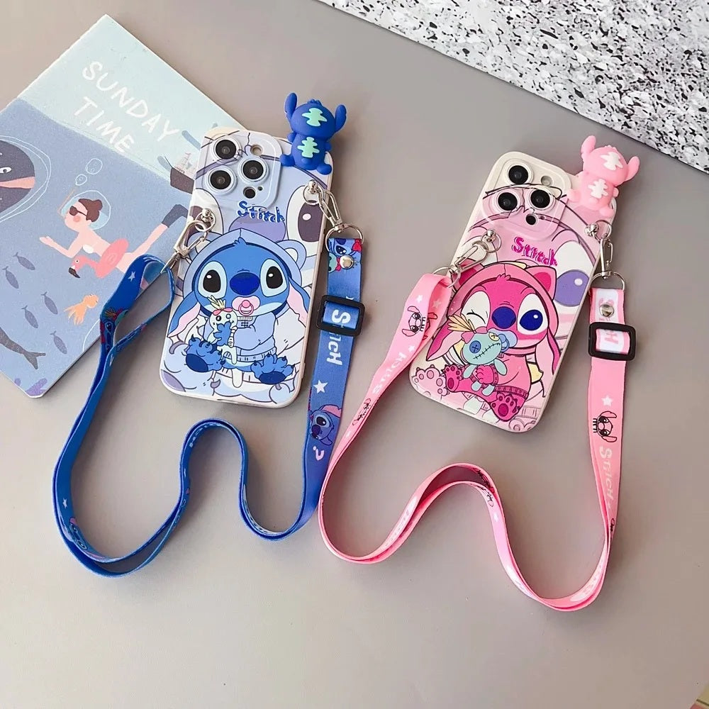 📱💙 Stitch Silicone Phone Case with Grip Holder – Cute Cartoon Shockproof Cover for iPhone FAIRY KIDS