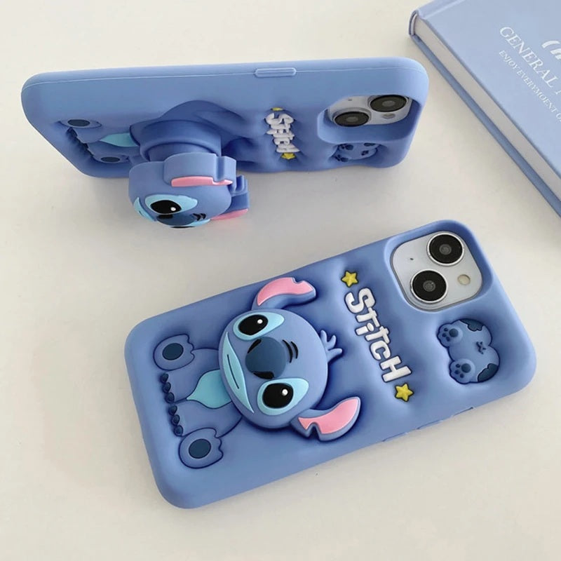 📱💙 Stitch Silicone Phone Case with Grip Holder – Cute Cartoon Shockproof Cover FAIRY KIDS