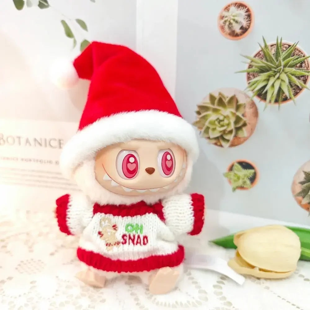 🎄 Labubu Mini Outfit Set – Christmas Sweater, Hat & Scarf 🎁 Fairy.kid