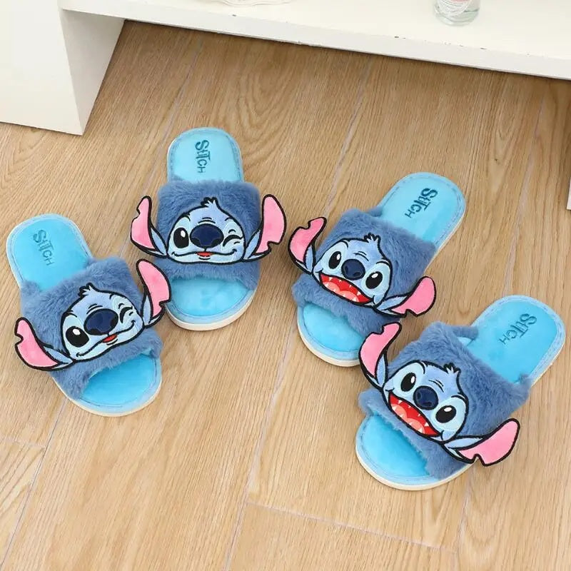 🥿💙 Stitch Women’s Plush Winter Slippers – Warm Fluffy Cozy Cartoon Indoor House Shoes FAIRY KIDS