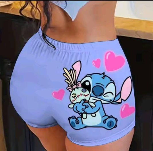 🩳💙 Stitch Women’s Shorts – Cute Cartoon Casual Summer Shorts for Ladies