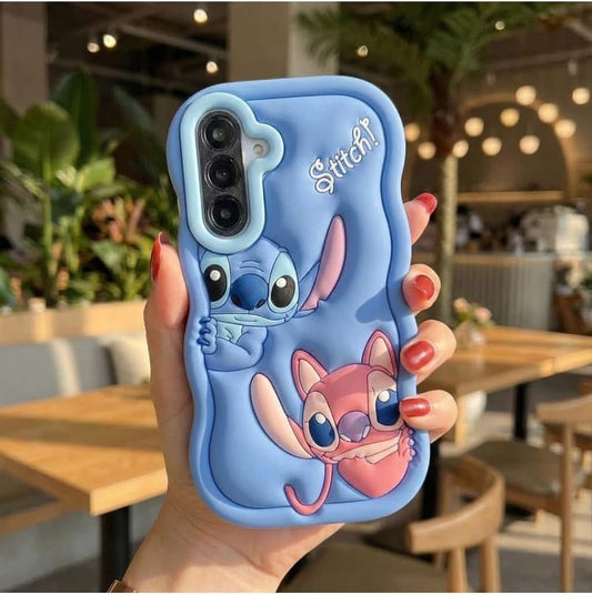 📱💙 Stitch Silicone Phone Case with Grip Holder – Cute Cartoon Shockproof Cover