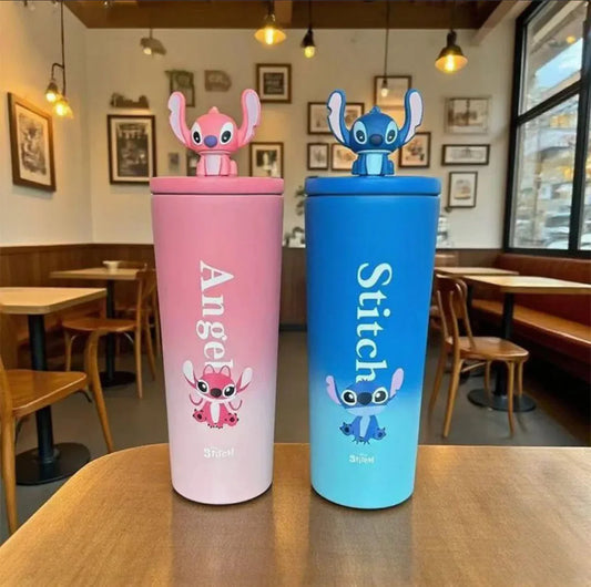 💙 Stitch & Angel Tumbler – 20oz Stainless Steel Cup |  Blue & Pink Gift for Fans