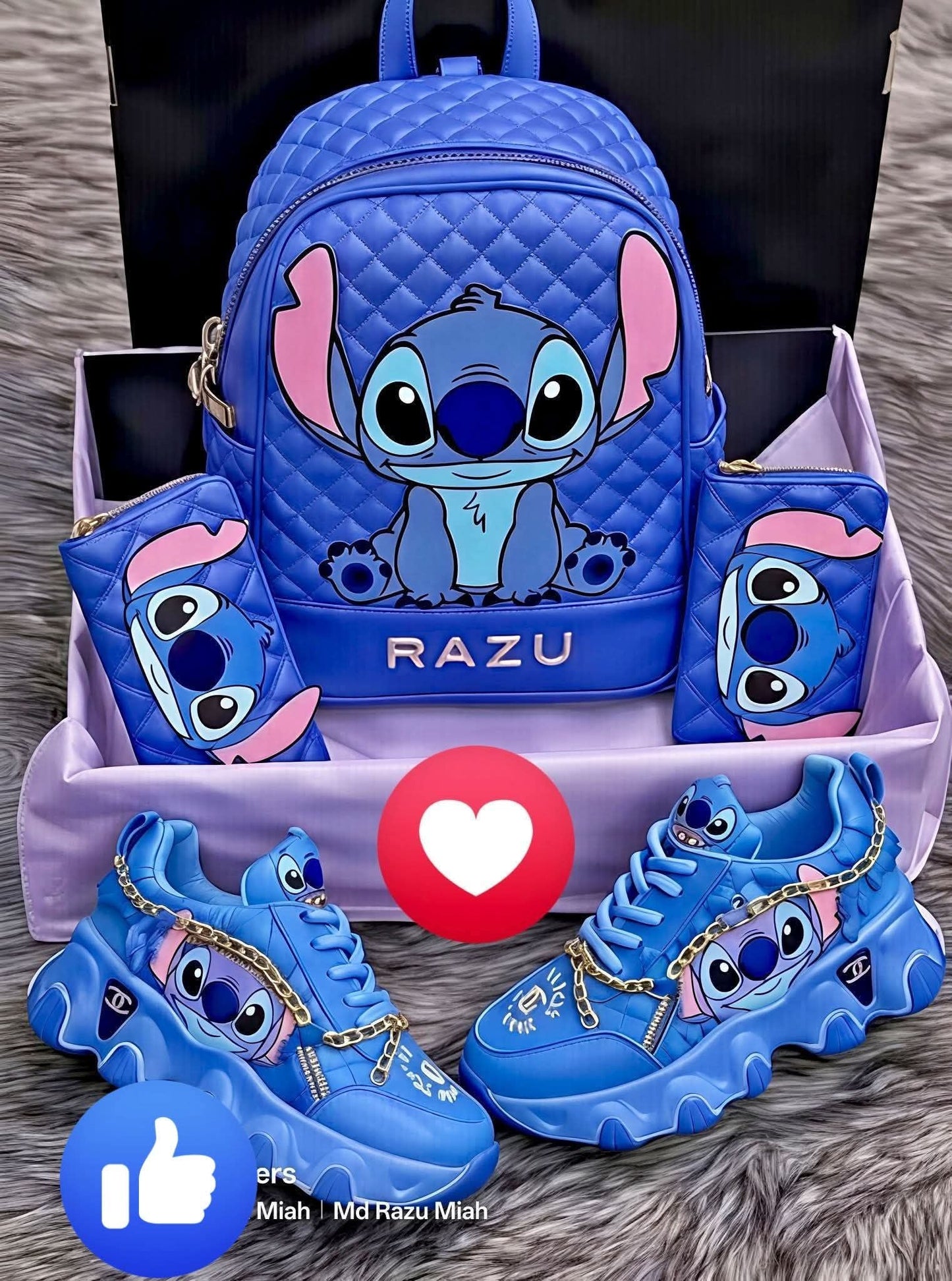 🎁💙 Stitch 3-Piece Set – Shoes, Bag & Wallet Cute Matching Cartoon Collection FAIRY KIDS
